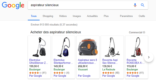 recherche aspirateur google