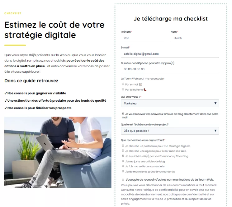 exemple de landing page 